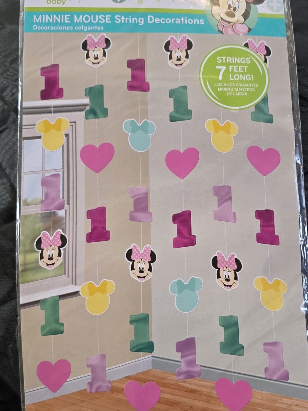 Minnie Mouse 1st Birthday String Decorations.